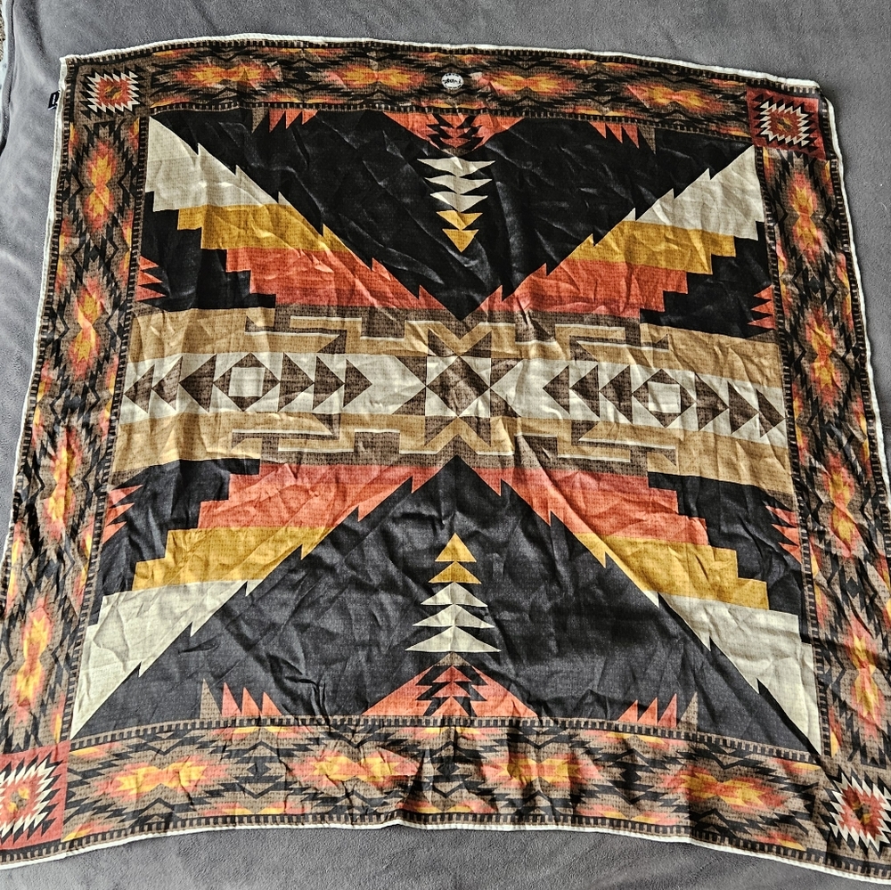 Fringe Southwestern Geometric Silk Scarf